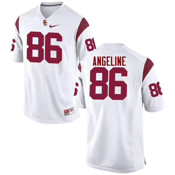 Men #86 Cary Angeline USC Trojans College Football Jerseys-White